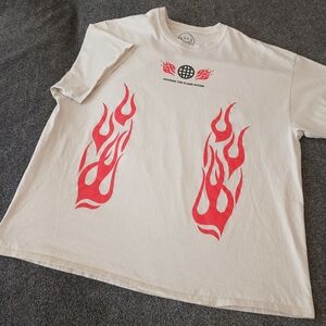 CIVIL Clothing Graphic Flame Tee XXL White Streetwear Quote Shirt